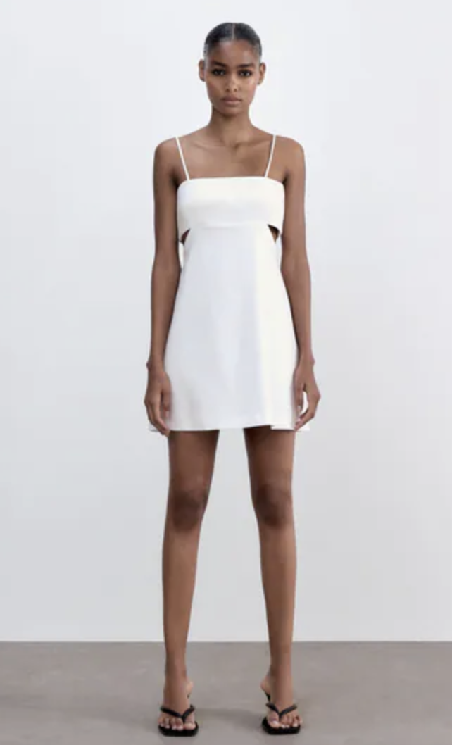 white mini cut out dress