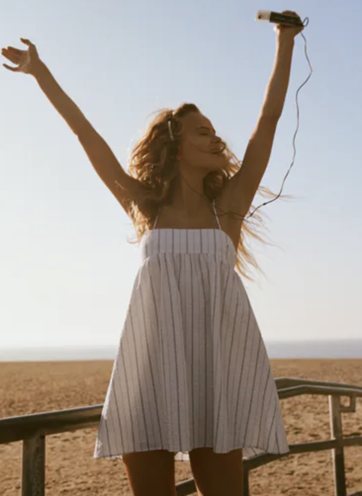 stripy white summer dress